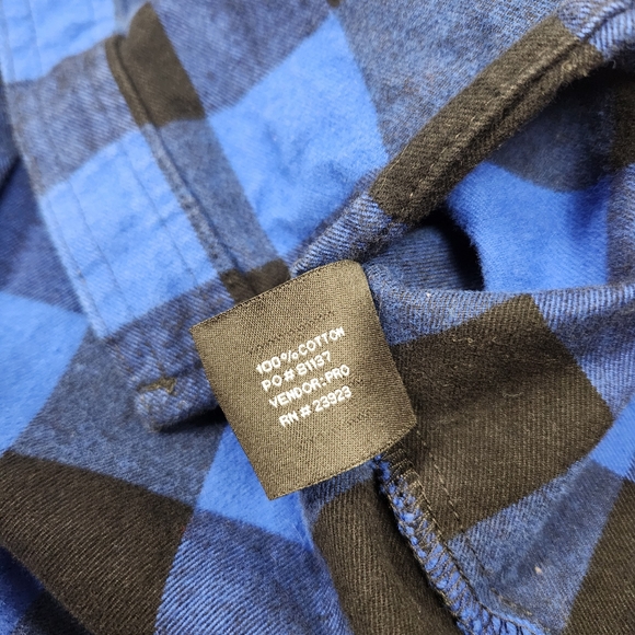 Work 'n Sport Heavy Flannel Rugged Button Down Blue and Black Buffalo Check XL - Picture 5 of 7